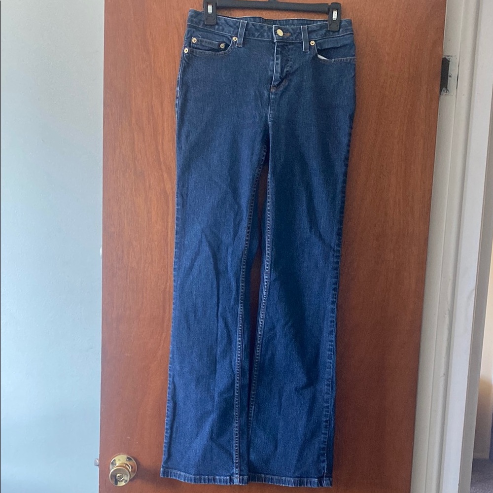 Liz Claiborne Blue Flare Wide Leg Jeans with Mid-Rise Waist, Size 4R